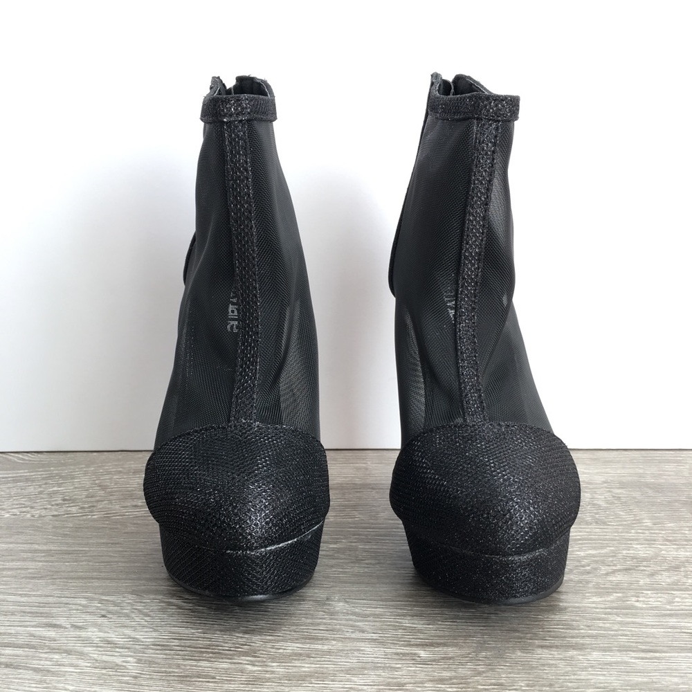 Black mesh glitter stilettos ankle booties - Picture 2 of 7